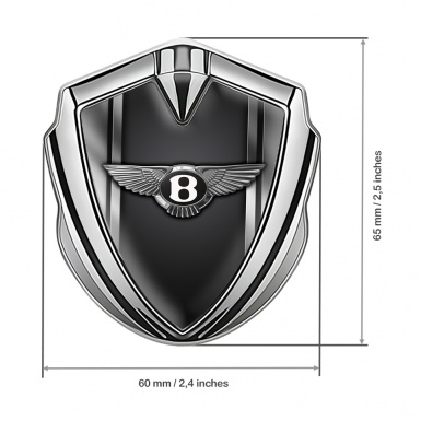 Bentley Trunk Metal Domed Emblem Silver Aluminum Side Plates Effect