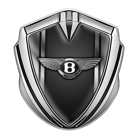 Bentley Trunk Metal Domed Emblem Silver Aluminum Side Plates Effect