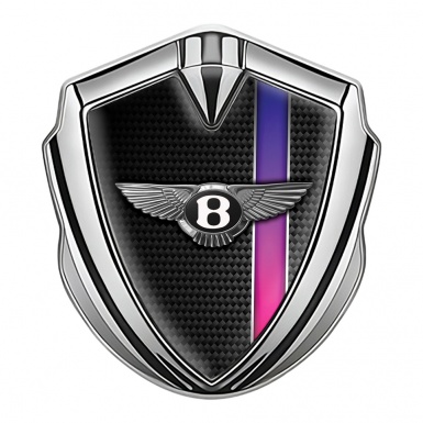 Bentley Metal Emblem Self Adhesive Silver Carbon Color Stripe Edition