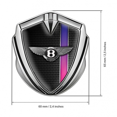 Bentley Metal Emblem Self Adhesive Silver Carbon Color Stripe Edition