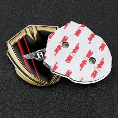 Bentley 3D Car Metal Emblem Gold Black Base Red Stripes Chrome Logo