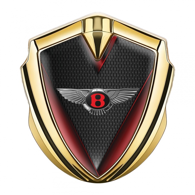 Bentley Bodyside Badge Self Adhesive Gold Dark Grate Red V Shapes