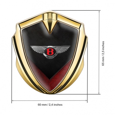 Bentley Tuning Emblem Self Adhesive Gold Dark Ribbed Red V Shapes