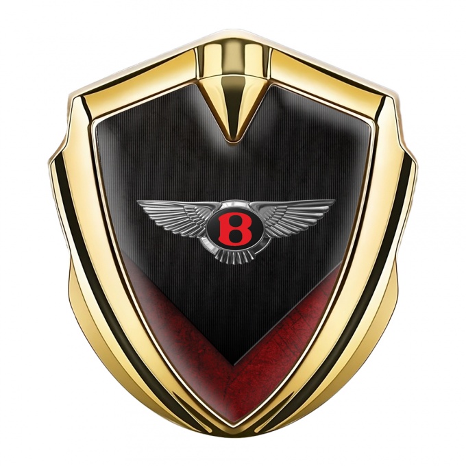 Bentley Tuning Emblem Self Adhesive Gold Dark Ribbed Red V Shapes