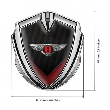 Bentley Tuning Emblem Self Adhesive Silver Dark Ribbed Red V Shapes