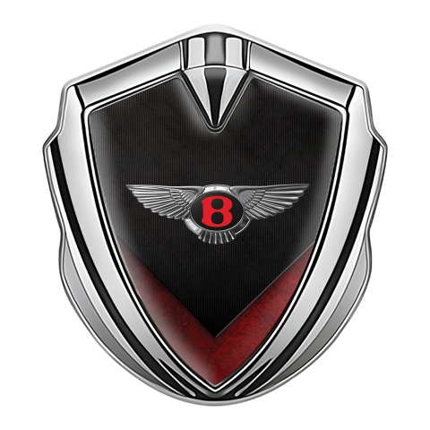 Bentley Tuning Emblem Self Adhesive Silver Dark Ribbed Red V Shapes