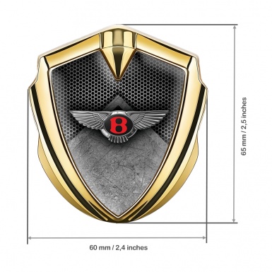 Bentley Fender Emblem Domed Badge Gold Hexagon Stone Slab Design