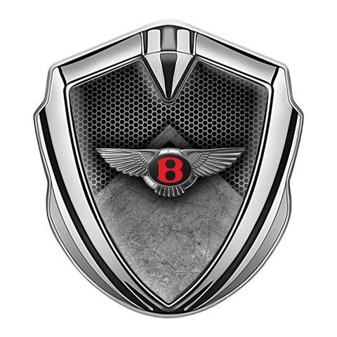 Bentley Fender Emblem Domed Badge Silver Hexagon Stone Slab Design