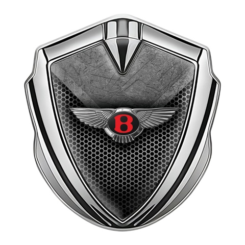 Bentley Fender Metal Emblem Badge Silver Grey Hex Clean Chrome Logo