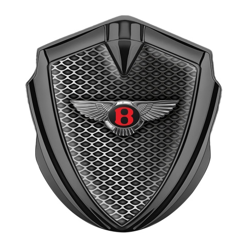 Bentley 3D Car Metal Domed Emblem Graphite Metallic Grate Chrome Logo
