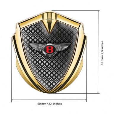 Bentley 3D Car Metal Domed Emblem Gold Metallic Grate Chrome Logo