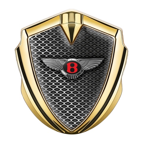 Bentley 3D Car Metal Domed Emblem Gold Metallic Grate Chrome Logo