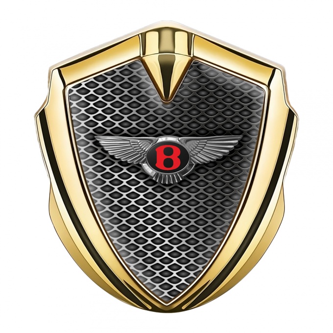 Bentley 3D Car Metal Domed Emblem Gold Metallic Grate Chrome Logo