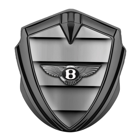 Bentley Bodyside Domed Emblem Graphite Metal Shutter Effect Chrome Logo