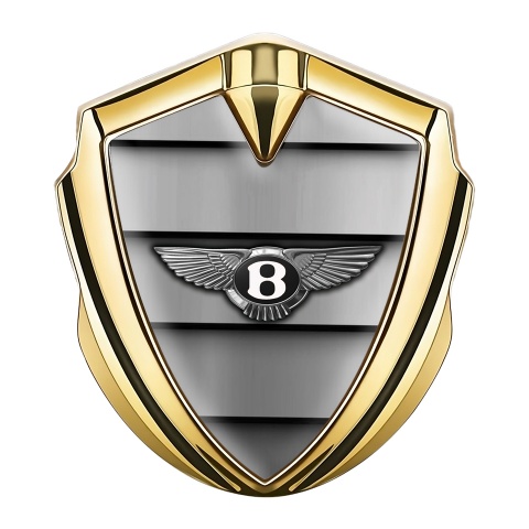 Bentley Bodyside Domed Emblem Gold Metal Shutter Effect Chrome Logo