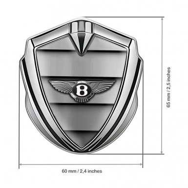 Bentley Bodyside Domed Emblem Silver Metal Shutter Effect Chrome Logo