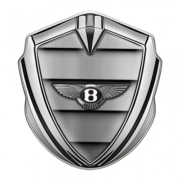 Bentley Bodyside Domed Emblem Silver Metal Shutter Effect Chrome Logo