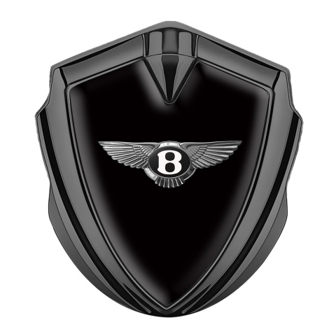 Bentley Fender Metal Domed Emblem Graphite Black Base Classic Design