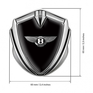 Bentley Fender Metal Domed Emblem Silver Black Base Classic Design