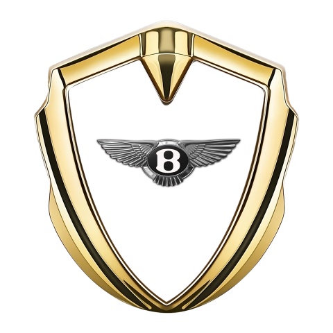 Bentley Trunk Domed Emblem Badge Gold White Base Classic Edition