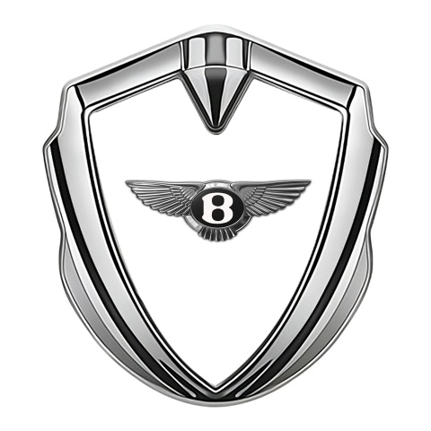 Bentley Trunk Domed Emblem Badge Silver White Base Classic Edition