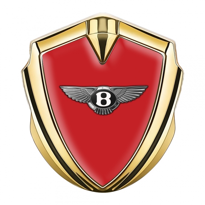 Bentley Trunk Metal Emblem Badge Gold Red Base Classic Logo Design