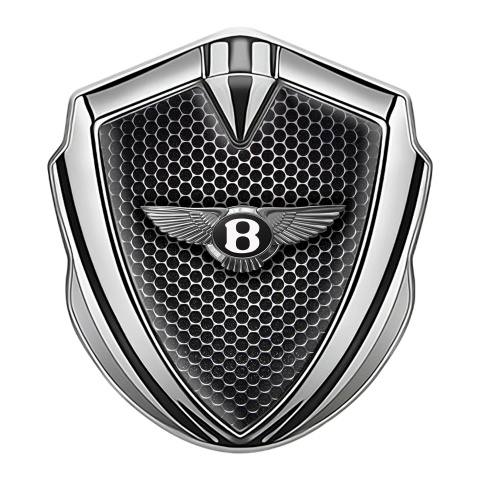 Bentley 3D Car Domed Metal Emblem Silver Dark Grate Classic Edition