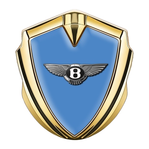Bentley Bodyside Domed Emblem Gold Blue Base Classic Chrome Effect