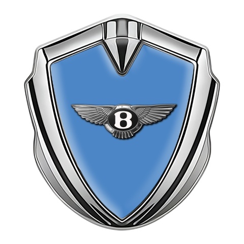 Bentley Bodyside Domed Emblem Silver Blue Base Classic Chrome Effect