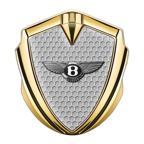 Bentley Fender Metal Emblem Badge Gold Grey Hexagon Chrome Logo