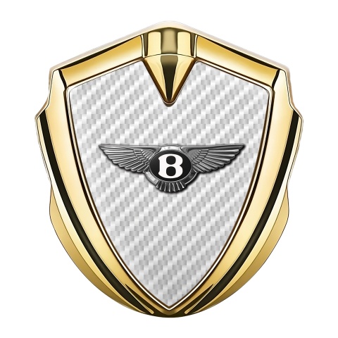 Bentley Trunk Emblem Badge Gold White Carbon Clean Chrome Edition