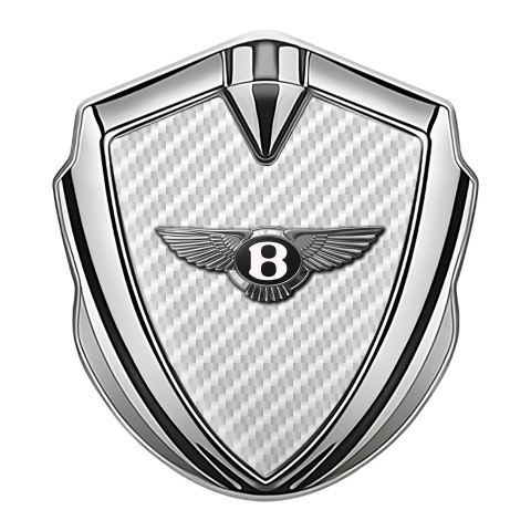 Bentley Trunk Emblem Badge Silver White Carbon Clean Chrome Edition