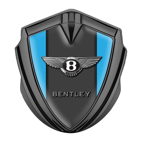 Bentley 3D Car Metal Emblem Graphite Blue Base Center Pilar Chrome Effect