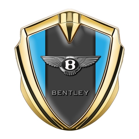 Bentley 3D Car Metal Emblem Gold Blue Base Center Pilar Chrome Effect