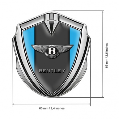 Bentley 3D Car Metal Emblem Silver Blue Base Center Pilar Chrome Effect