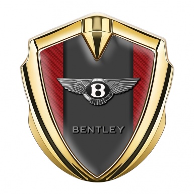 Bentley Bodyside Domed Emblem Gold Red Carbon Base Center Pilar