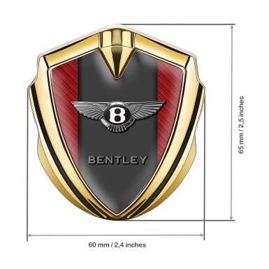 Bentley Bodyside Domed Emblem Gold Red Carbon Base Center Pilar