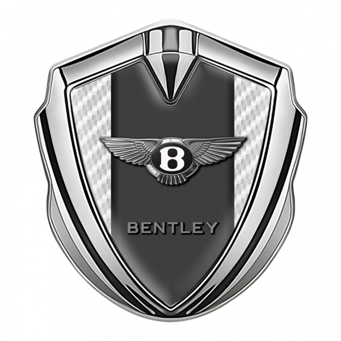 Bentley Bodyside Badge Self Adhesive Silver White Carbon Center Pilar