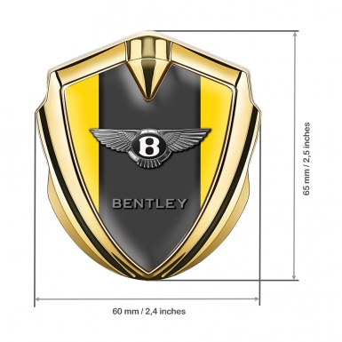 Bentley 3D Car Domed Metal Emblem Gold Yellow Base Chrome Logo