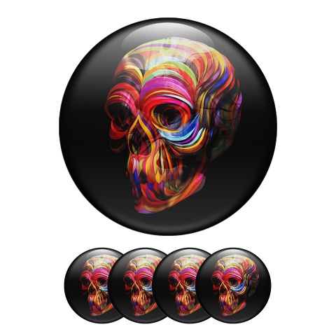 Skull Sticker Wheel Center Hub Cap 3D Multicolored Cranium