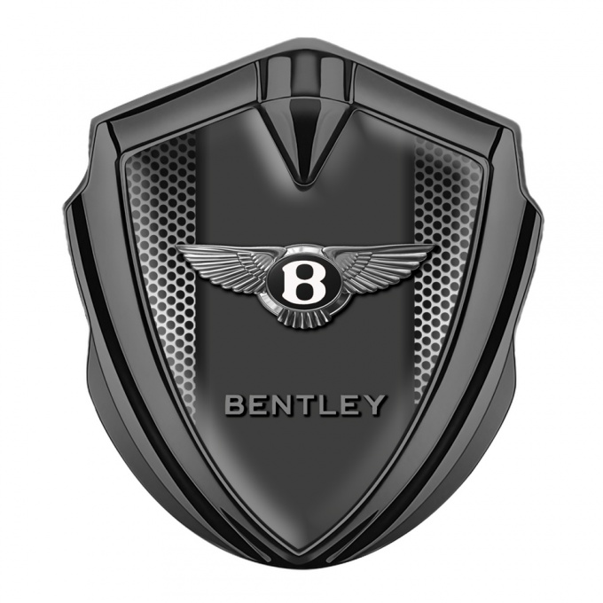 Bentley 3D Car Metal Domed Badge Graphite Light Grate Classic Logo Design