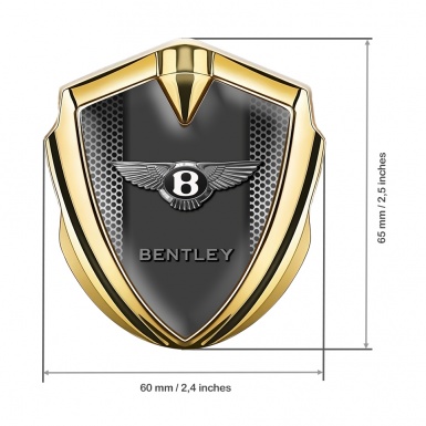 Bentley 3D Car Metal Domed Badge Gold Light Grate Classic Logo Design