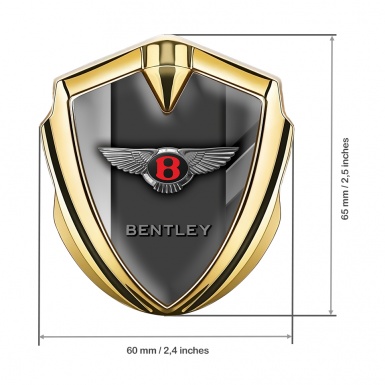 Bentley Trunk Metal Emblem Badge Gold Grey Stripe Red Logo Design