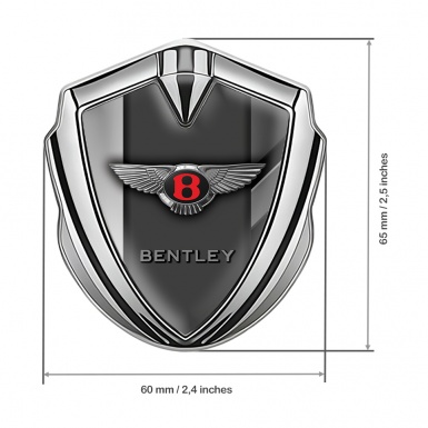 Bentley Trunk Metal Emblem Badge Silver Grey Stripe Red Logo Design