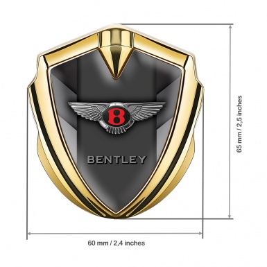 Bentley Metal Emblem Self Adhesive Gold V Shaped Forms Red Logo Design