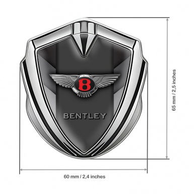 Bentley Metal Emblem Self Adhesive Silver V Shaped Forms Red Logo Design