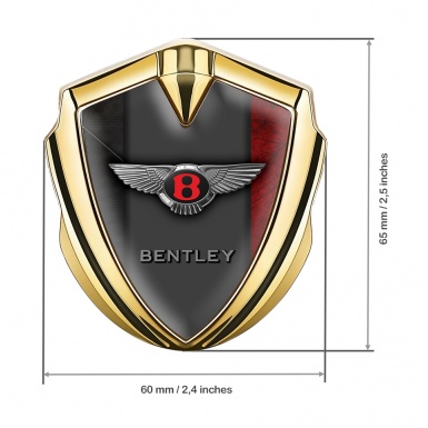 Bentley 3D Car Metal Domed Emblem Gold 2 Color Surface Red Logo