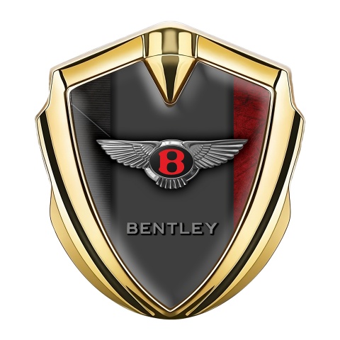 Bentley 3D Car Metal Domed Emblem Gold 2 Color Surface Red Logo