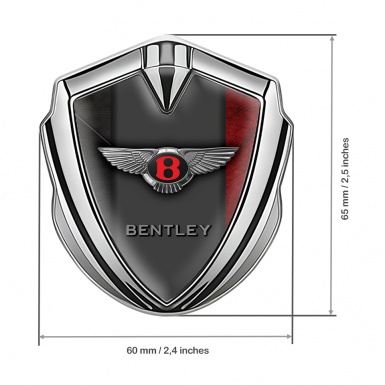 Bentley 3D Car Metal Domed Emblem Silver 2 Color Surface Red Logo