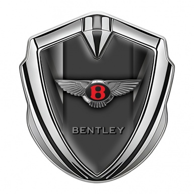 Bentley Bodyside Domed Emblem Silver Grey Elements Red Logo Edition